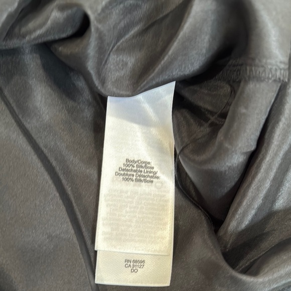 DKNY 100% silk v Neck Neck Green and Wine Midi Dress Size14 - Picture 7 of 9